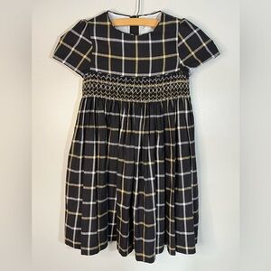 Edgehill Collection Gray Plaid Smocked Cotton Short Sleeve Girl’s Dress Size 5
